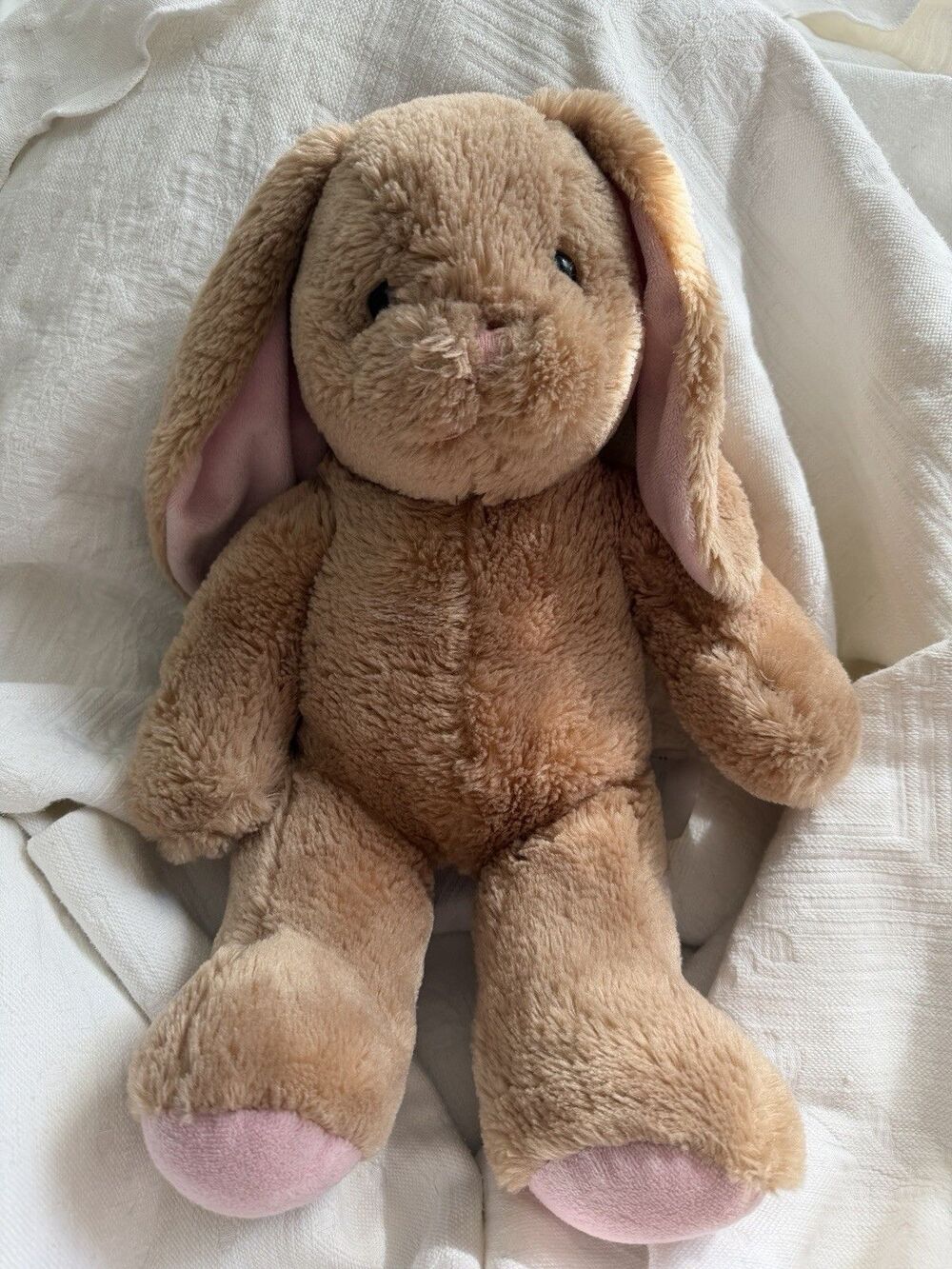 Build-A-Bear Workshop Pawlette Bunny Tan Pink Floppy Ear Rabbit Plush Toy 16"